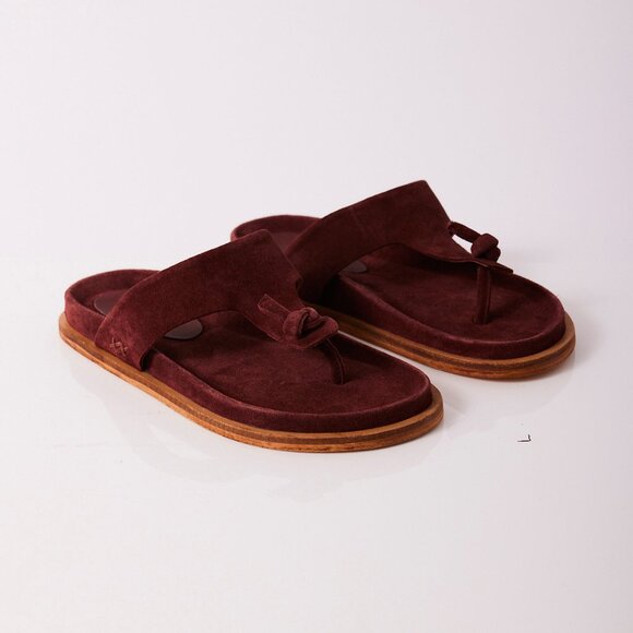 FREE PEOPLE Mika Footbed Sandals / Cherry Cola Suede - Picture 10 of 12